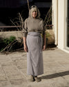 BASERANGE Cotton and Linen Ribbed Wrap Skirt Portugal BAS-SKGW-CH-WI24-HL Gray Blue